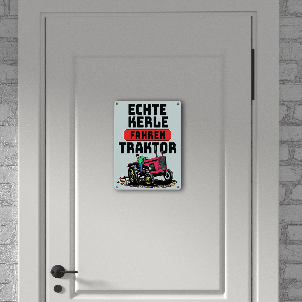 Echte Kerle fahren Traktor Metallschild