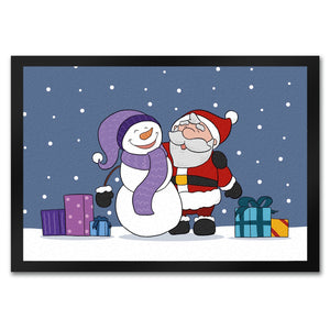 Schneemann und Weihnachtsmann Fußmatte