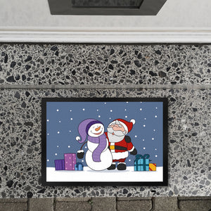 Schneemann und Weihnachtsmann Fußmatte