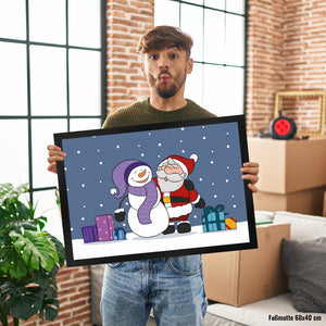 Schneemann und Weihnachtsmann Fußmatte