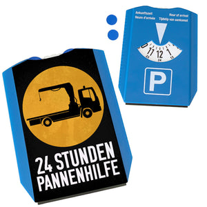 Abschleppdienst Parkscheibe mit 2 Einkaufswagenchips