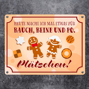 Heute mache ich Plätzchen Metallschild mit Lebkuchenfiguren