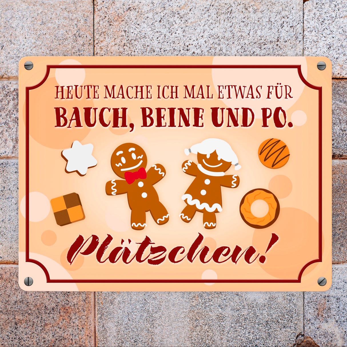 Heute mache ich Plätzchen Metallschild mit Lebkuchenfiguren