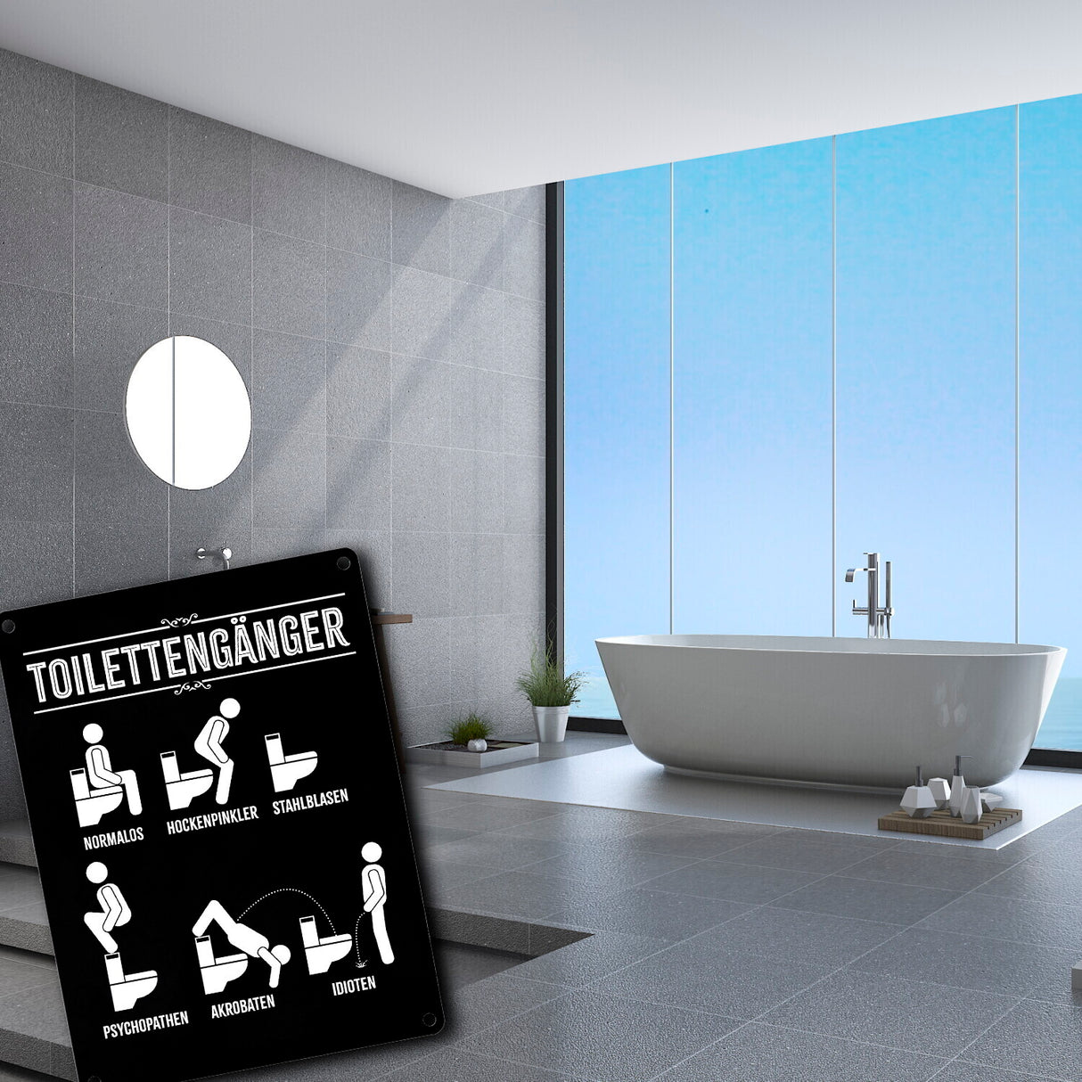 Toilettengänger Metallschild mit witzigem Motiv