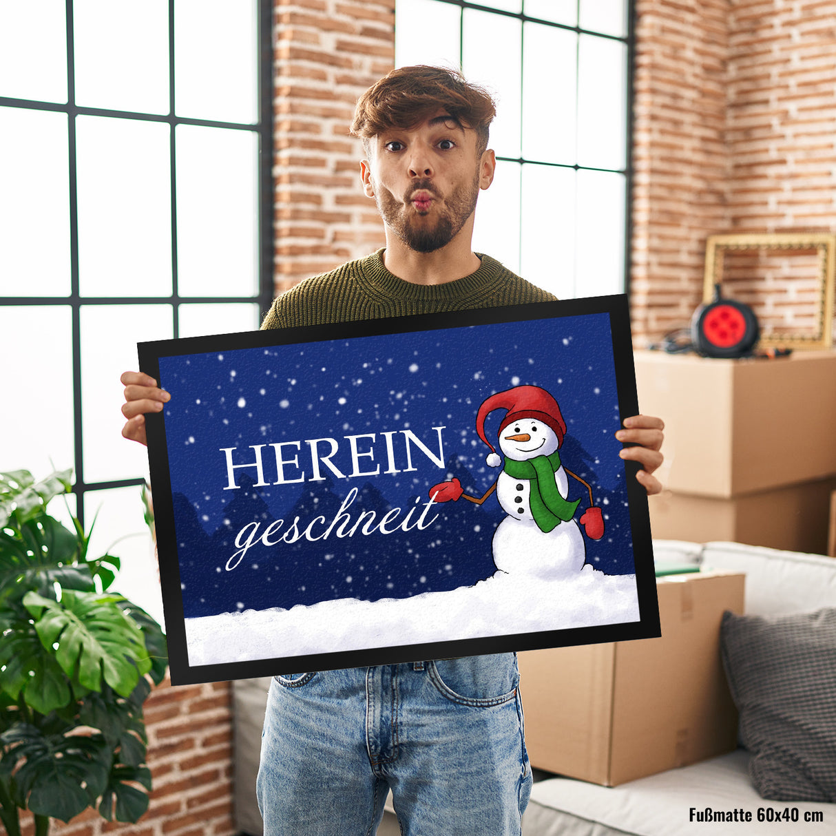 Hereingeschneit Schneemann Fußmatte