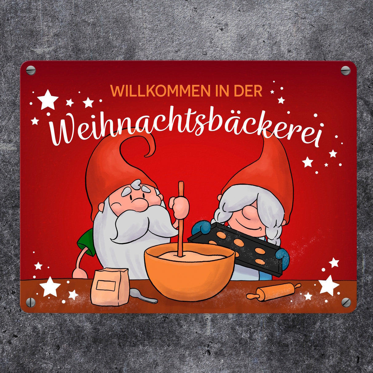 Willkommen in der Weihnachtsbäckerei Metallschild