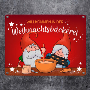 Willkommen in der Weihnachtsbäckerei Metallschild