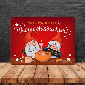 Willkommen in der Weihnachtsbäckerei Metallschild