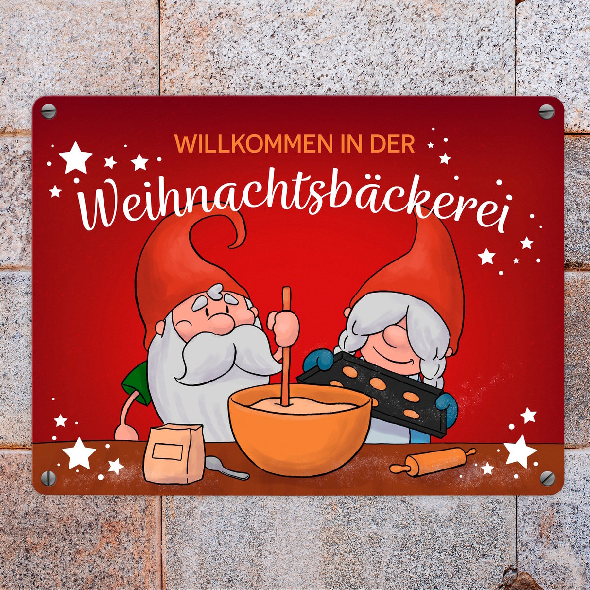 Willkommen in der Weihnachtsbäckerei Metallschild