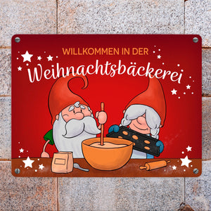 Willkommen in der Weihnachtsbäckerei Metallschild