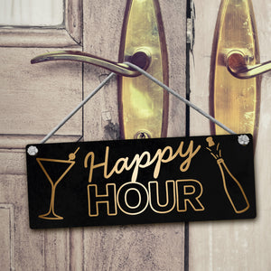 Happy Hour Wendeschild mit Kordel