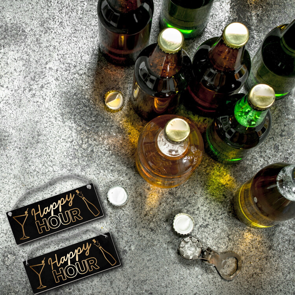 Happy Hour Wendeschild mit Kordel