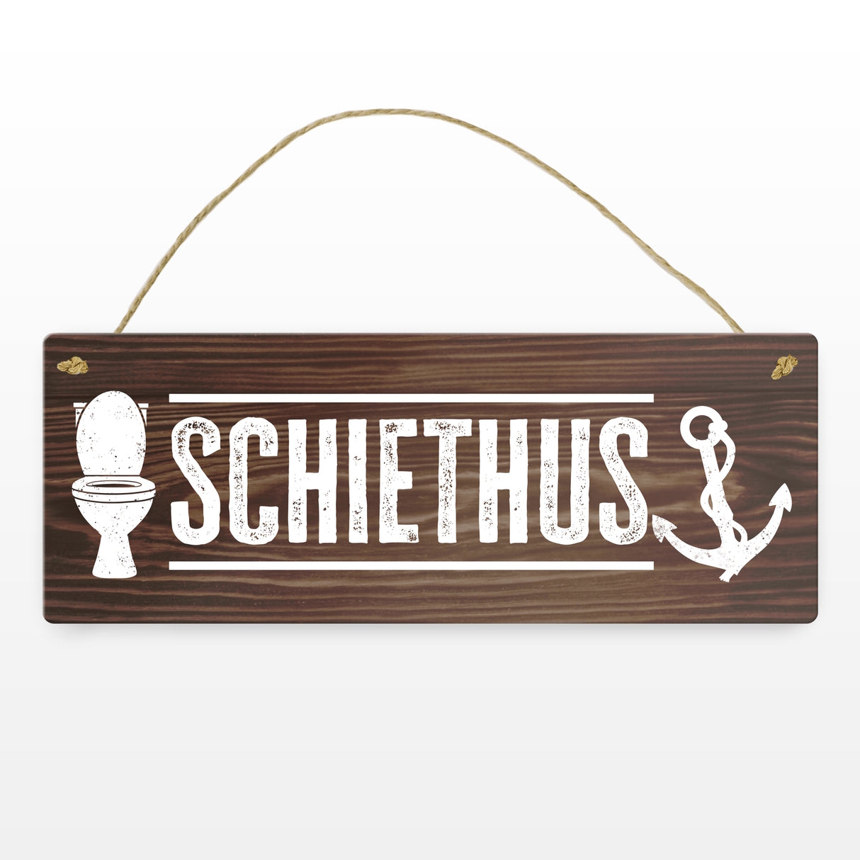 Schiethus Plattdeutsch Metallschild für die Toilette in braun