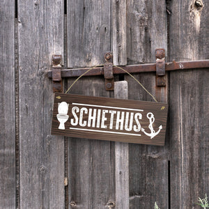 Schiethus Plattdeutsch Metallschild für die Toilette in braun
