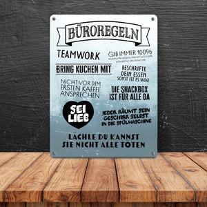 Büroregeln Metallschild