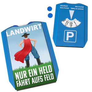 Landwirt - Nur ein Held fährt aufs Feld Parkscheibe mit 2 Einkaufswagenchips