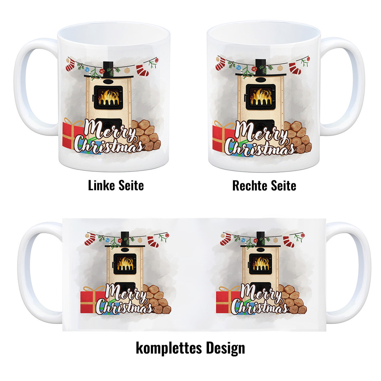 Merry Christmas Holzofen Kaffeebecher für Weihnachten