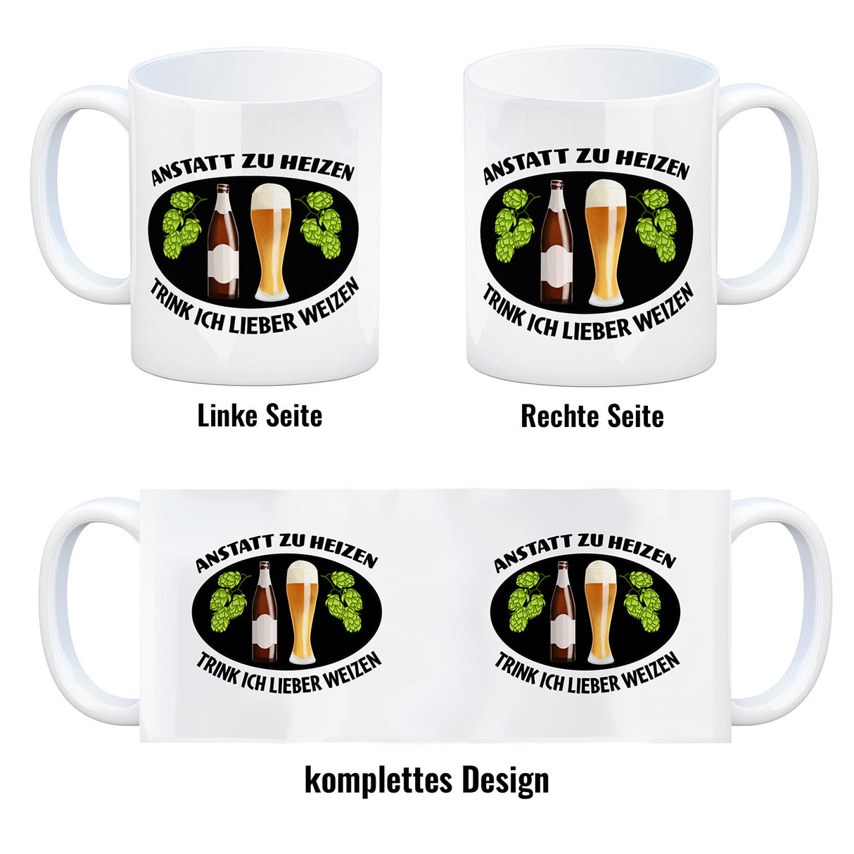 Anstatt zu heizen trink ich lieber Weizen Kaffeebecher