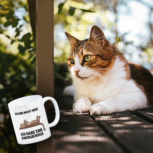 Bin nicht müde ich habe eine Energiekrise Katze Kaffeebecher