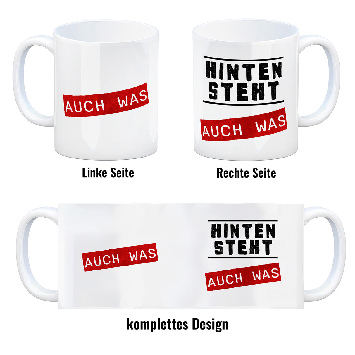 Hinten steht auch was Kaffeebecher