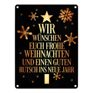 Frohe Weihnachten & einen guten Rutsch Christbaum Metallschild