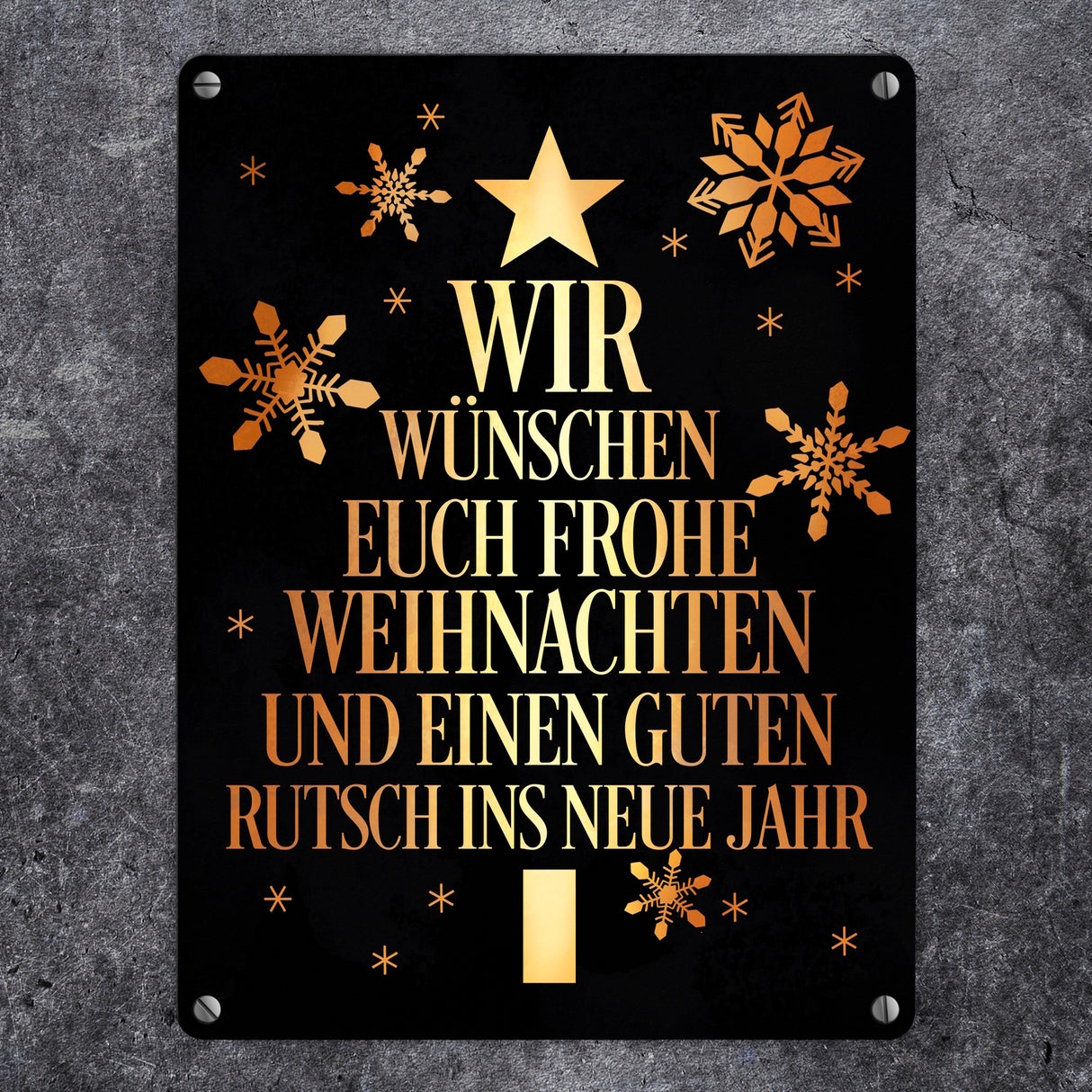 Frohe Weihnachten & einen guten Rutsch Christbaum Metallschild