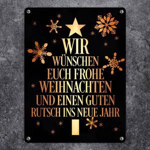 Frohe Weihnachten & einen guten Rutsch Christbaum Metallschild