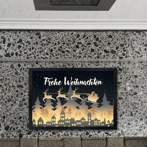 Frohe Weihnachten Skyline Fußmatte
