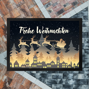 Frohe Weihnachten Skyline Fußmatte