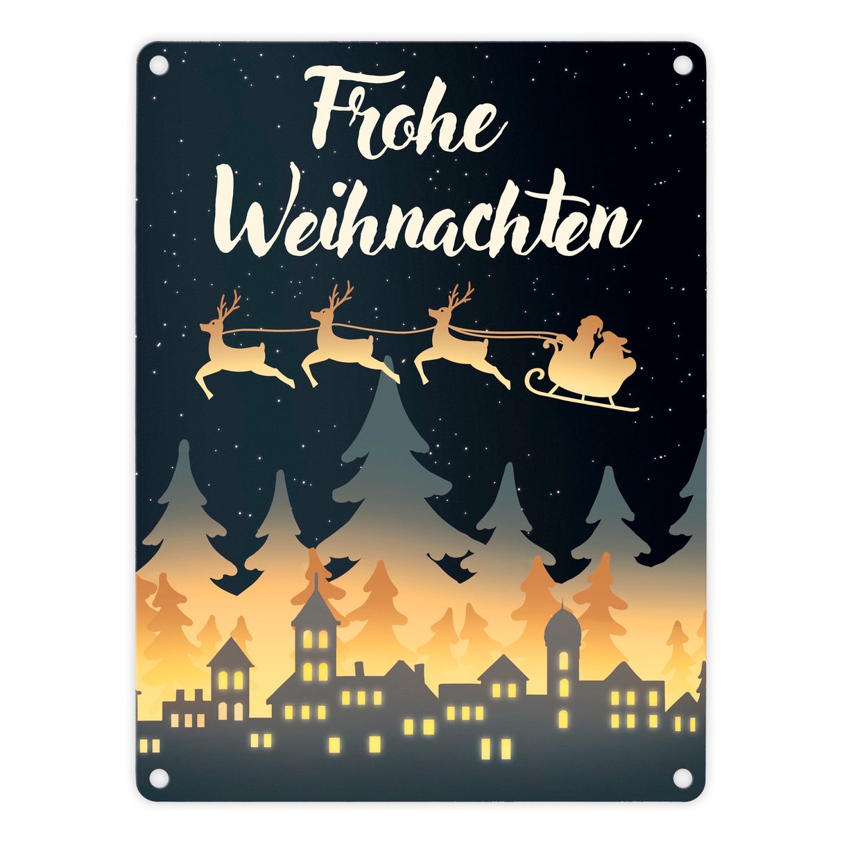 Frohe Weihnachten Skyline Metallschild
