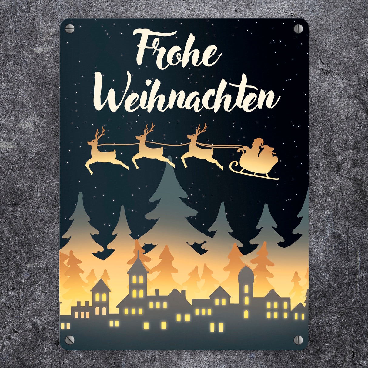 Frohe Weihnachten Skyline Metallschild