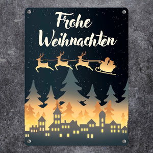 Frohe Weihnachten Skyline Metallschild