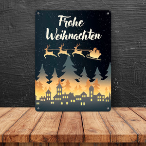 Frohe Weihnachten Skyline Metallschild