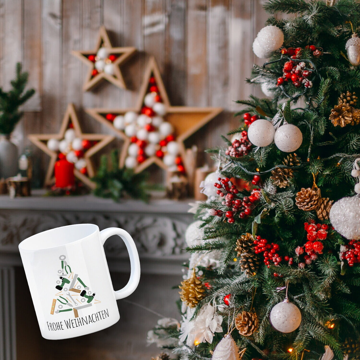 Frohe Weihnachten Handwerker Kaffeebecher