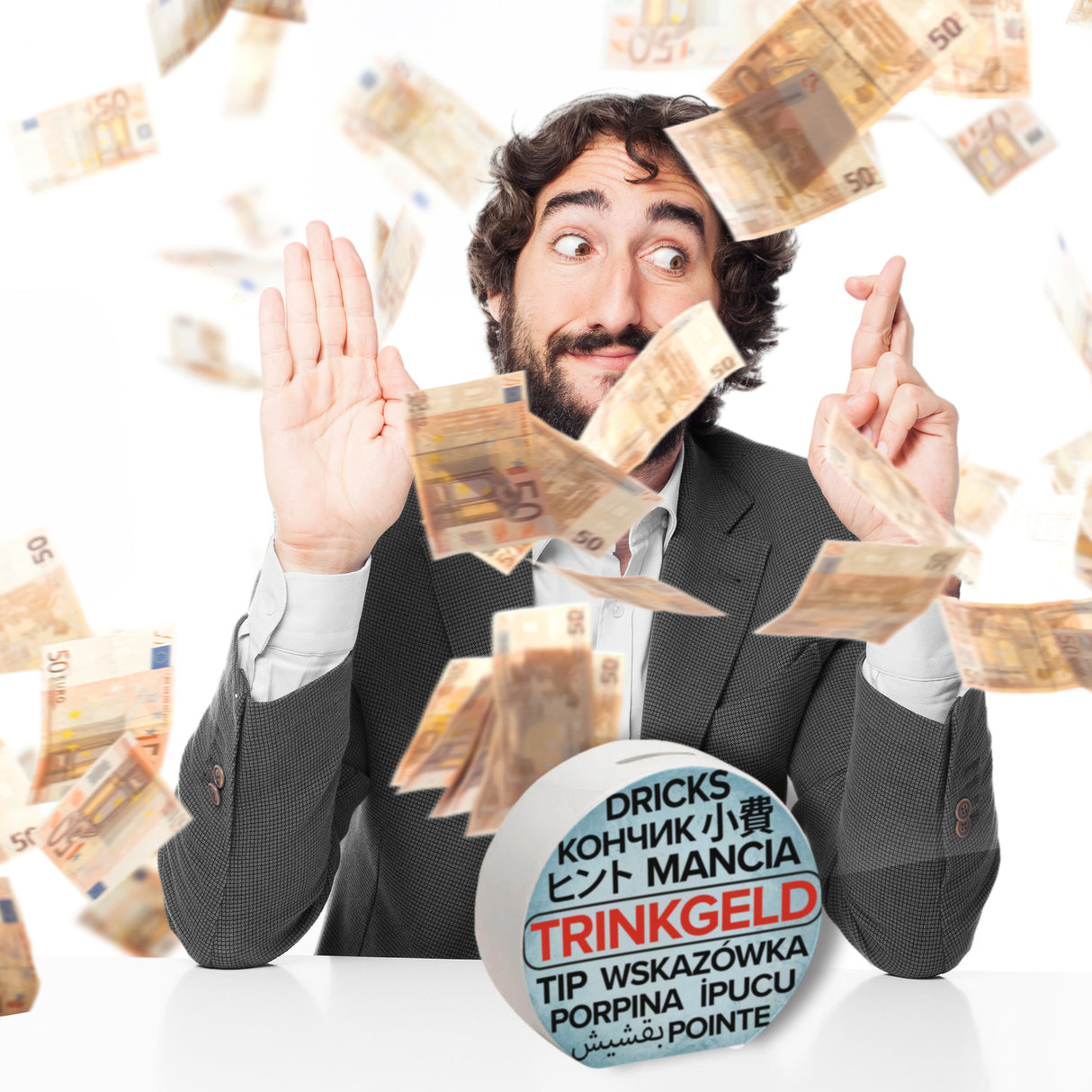 Trinkgeld in verschiedenen Sprachen Spardose