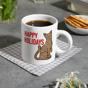Happy Holidays Weihnachtskatze Kaffeebecher