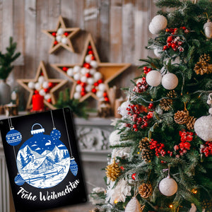 Frohe Weihnachten Metallschild mit Weihnachtskugeln