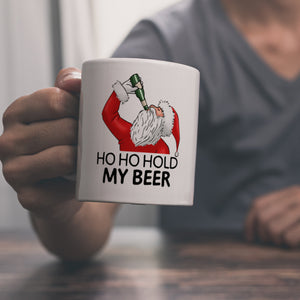 Ho Ho hold my beer Kaffeebecher mit Weihnachtsmann Motiv
