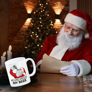 Ho Ho hold my beer Kaffeebecher mit Weihnachtsmann Motiv