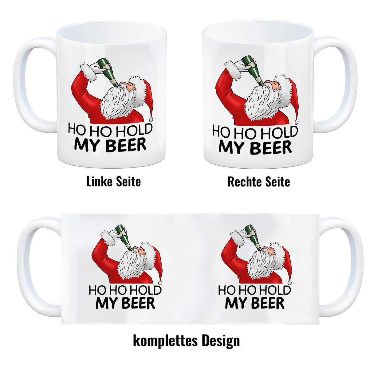 Ho Ho hold my beer Kaffeebecher mit Weihnachtsmann Motiv