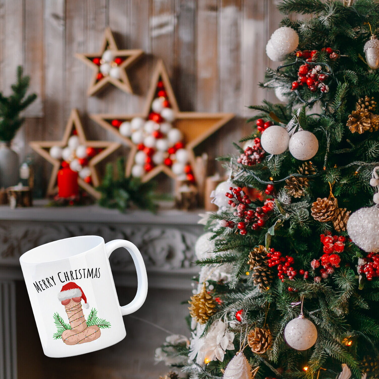 Merry Christmas Penis mit Weihnachtsmütze Kaffeebecher