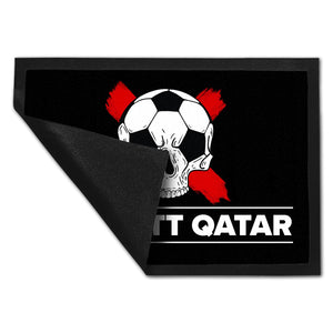 Boycott Qatar Fußmatte mit Fußball-Totenkopf