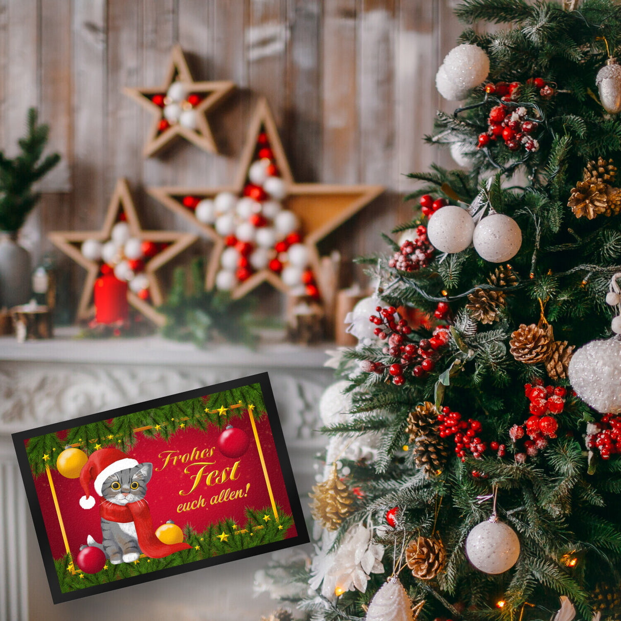 Frohes Fest Katze Fußmatte zu Weihnachten