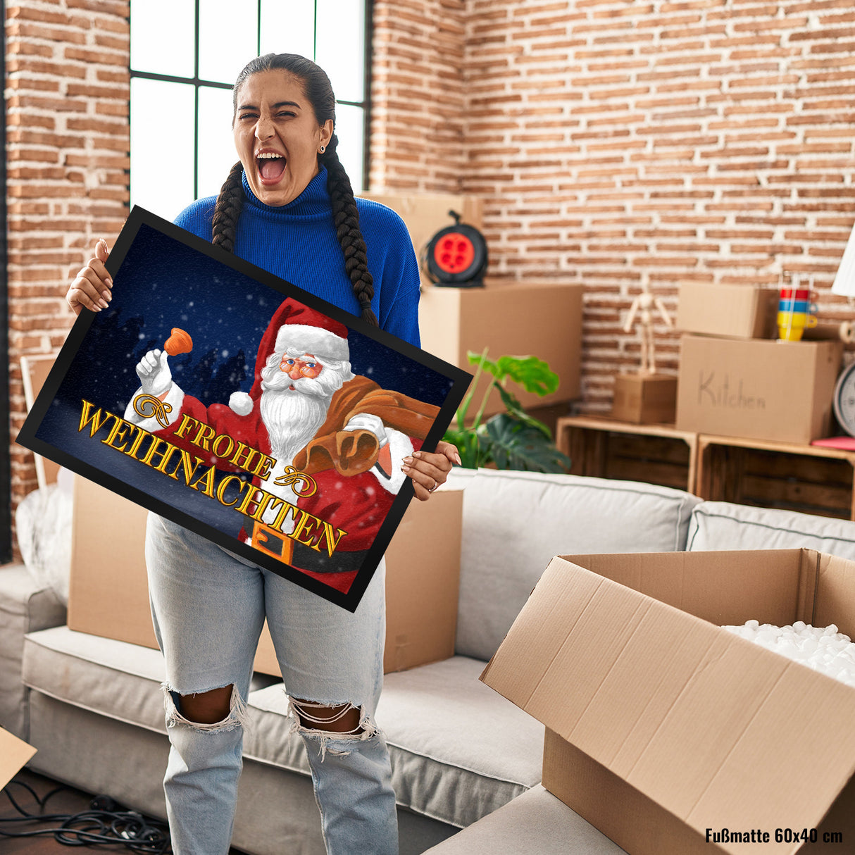 Frohe Weihnachten mit Weihnachtsmann Fußmatte