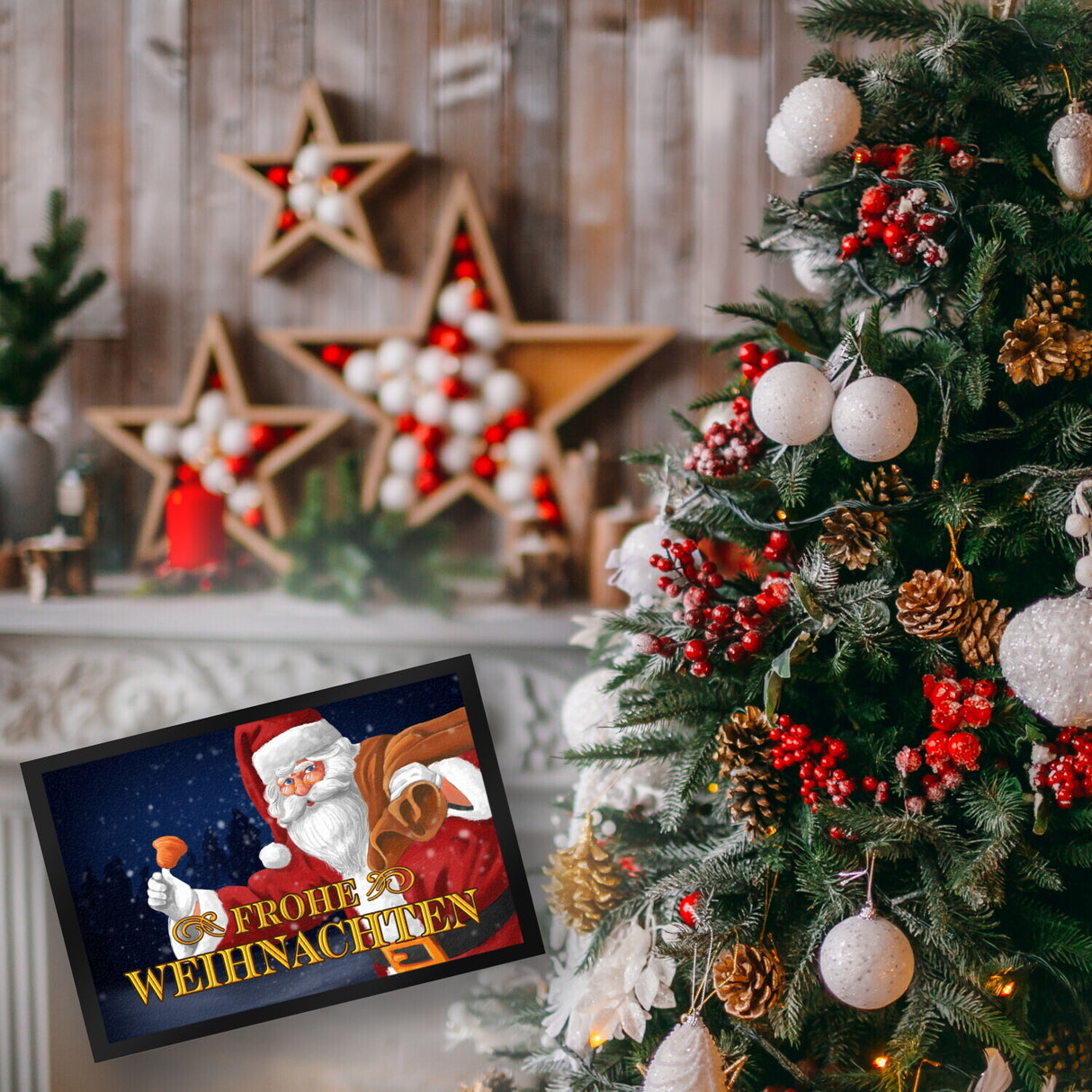 Frohe Weihnachten mit Weihnachtsmann Fußmatte