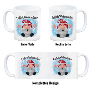Endlich Weihnachten Kaffeebecher mit kleinem Wichtel