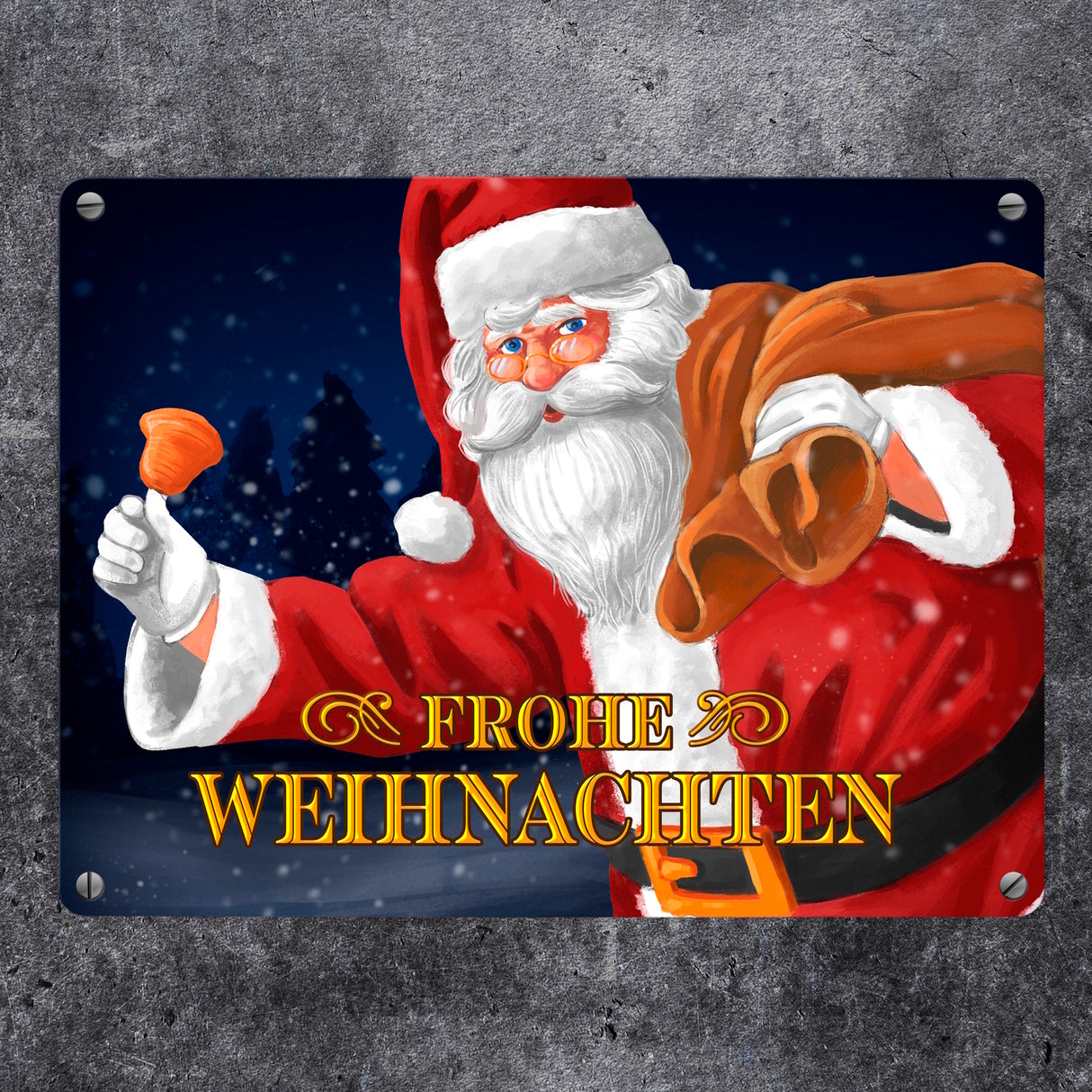 Frohe Weihnachten Weihnachtsmann Metallschild