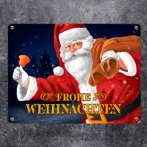 Frohe Weihnachten Weihnachtsmann Metallschild