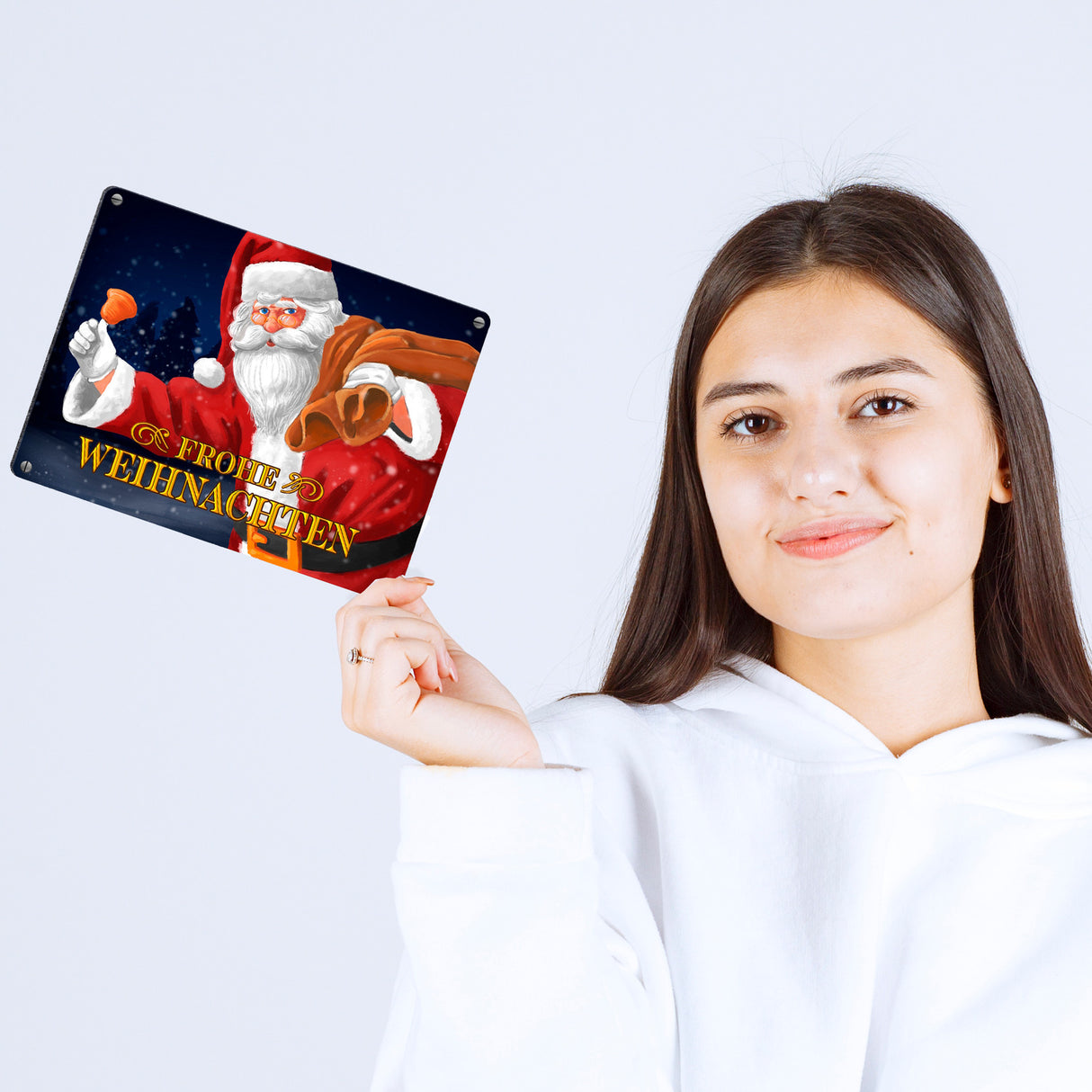 Frohe Weihnachten Weihnachtsmann Metallschild