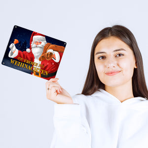 Frohe Weihnachten Weihnachtsmann Metallschild